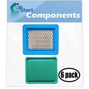 6-Pack Replacement for Briggs & Stratton 12C700 Series Engine Air Filter & Pre-Cleaner - Compatible with Briggs & Stratton 491588S Filter & 493537S Pre-Filter