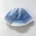 thumbnail image 2 of CoCoMangos Cotton Denim Frayed Bucket Hats for Women Patchwork Distressed Washed Floppy Jean Fisherman Wide Brim Boonie Caps, 2 of 3