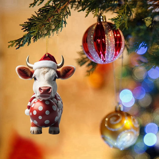 Fiudx Colgante de Cerdo Navideño, Diseño Plano de Acrílico, Adorno Festivo para Árbol, Decoración Llamativa, Opciones de Exhibición Versátiles, Decoración Navideña para El Hogar, Cuerda Dorada, Tamañ