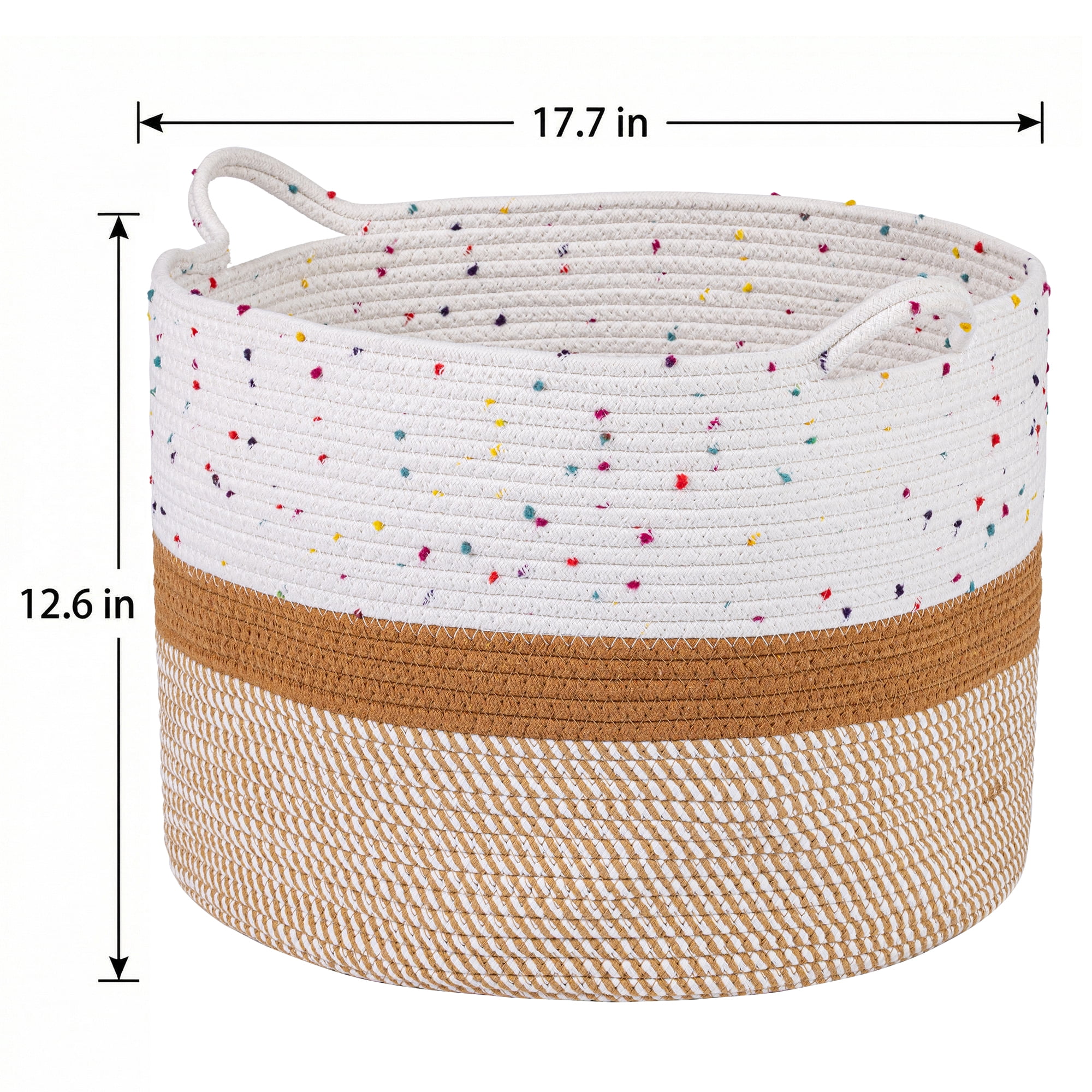 Unique Bargains Multiple Use Woven Storage Bin for Home White Brown 17.7*17.7*12.6in
