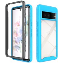 ELEHOLD Hybrid Rugged Case for Google Pixel 7 Pro Slim Thin Anti-Yellowing Clear Dual-Layer Full Body Shockproof Heavy Duty Protective Case, Lightblue