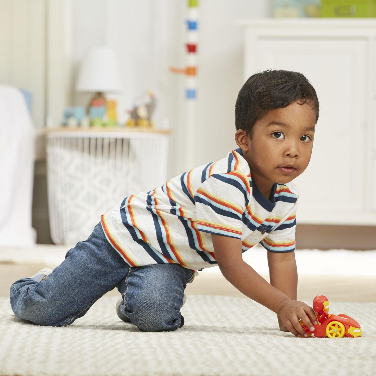 Marvel Spidey and His Amazing Friends Iron Man Action Figure and Iron Racer Vehicle, Iron Man Toy for Kids Ages 3 and Up