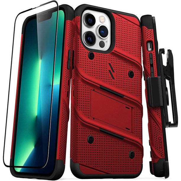 Funda para iPhone 13 Pro Max Zizo Bolt Mica Rojo Original