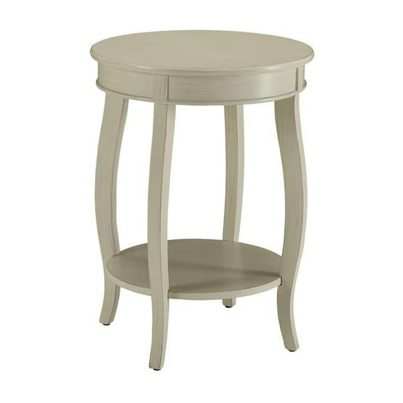 ACME Aberta Wood Round End Table with Bottom Shelf in Red