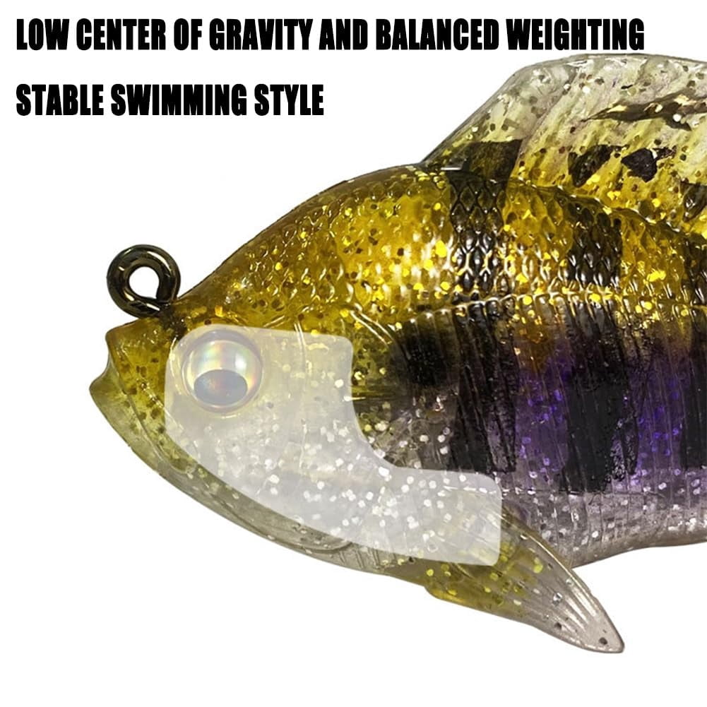 Multiple Pre-Rigged Jig Head Soft Fishinglures, Bluegill Swimbait Fishing Lures Kit with Hidden Ultra-Sharp Hook, Freshwater and Saltwater Blade Bait for Bass Fishing, Freshwater(12pc)