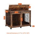 thumbnail image 4 of Ouyessir Dog Crate Furniture with Sliding Barn Door,Upgraded Large Wooden Dog Kennel End Table with Wheels and Flip-top Plate Dog House(Rustic Brown), 4 of 6