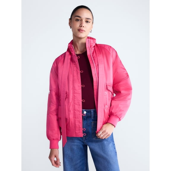 Free Assembly Women's Bow Tie Bomber Jacket, Sizes XS-XXL