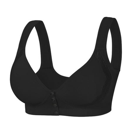 ALLLIST Front Closure Bras for Women Wireless Black Sleep Push up Solid T Shirt Lingerie for Women Size 36-50