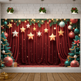 thumbnail image 6 of Red Curtain Christmas Banner Gold Stars Xmas Display Christmas Ornaments Pine Tree Holiday Backdrop for Christmas Party Holiday Decoration Xmas Event, 6 of 9