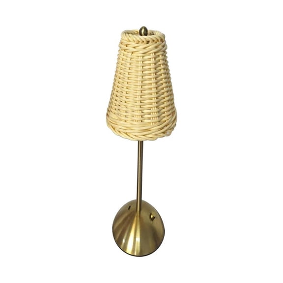 Rattan Gold Tone Indoor Table Lamp With Touch Dimmer Led Portable Charging