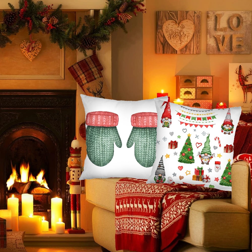 Vanky Set of 2 Buffalo Check Plaid Pillows Farmhouse Decor Christmas Pillow Covers Fall Outdoor Pillows Outside Porch Pillows Cotton Linen Throw