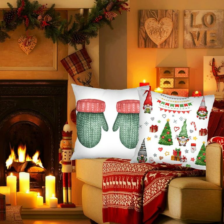 Beach Throw Pillows for Couch Small Couch Pillows Floral Pillows Christmas  Cover 18x18 Inch Christmas Ornament Christmas Pillow Winter Holiday Throw