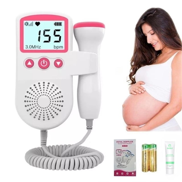 Aparato cardíaco fetal Doppler portátil para el hogar, 3,0 Mhz, con batería de Gel, protección de seguridad para mujeres embarazadas y bebés