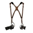 thumbnail image 4 of Camera Harness for 2 Cameras Slim Dual Shoulder Leather Camera Strap Camera Straps for Photographers with Safety Tether Adjustable Size, Color Brown, 4 of 5