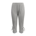 thumbnail image 4 of LEAVINGSUO Capris Pants for Women With Drawstring Women's Plus Size Solid Color Cropped Trousers With Pockets Gray XXXXL, 4 of 7