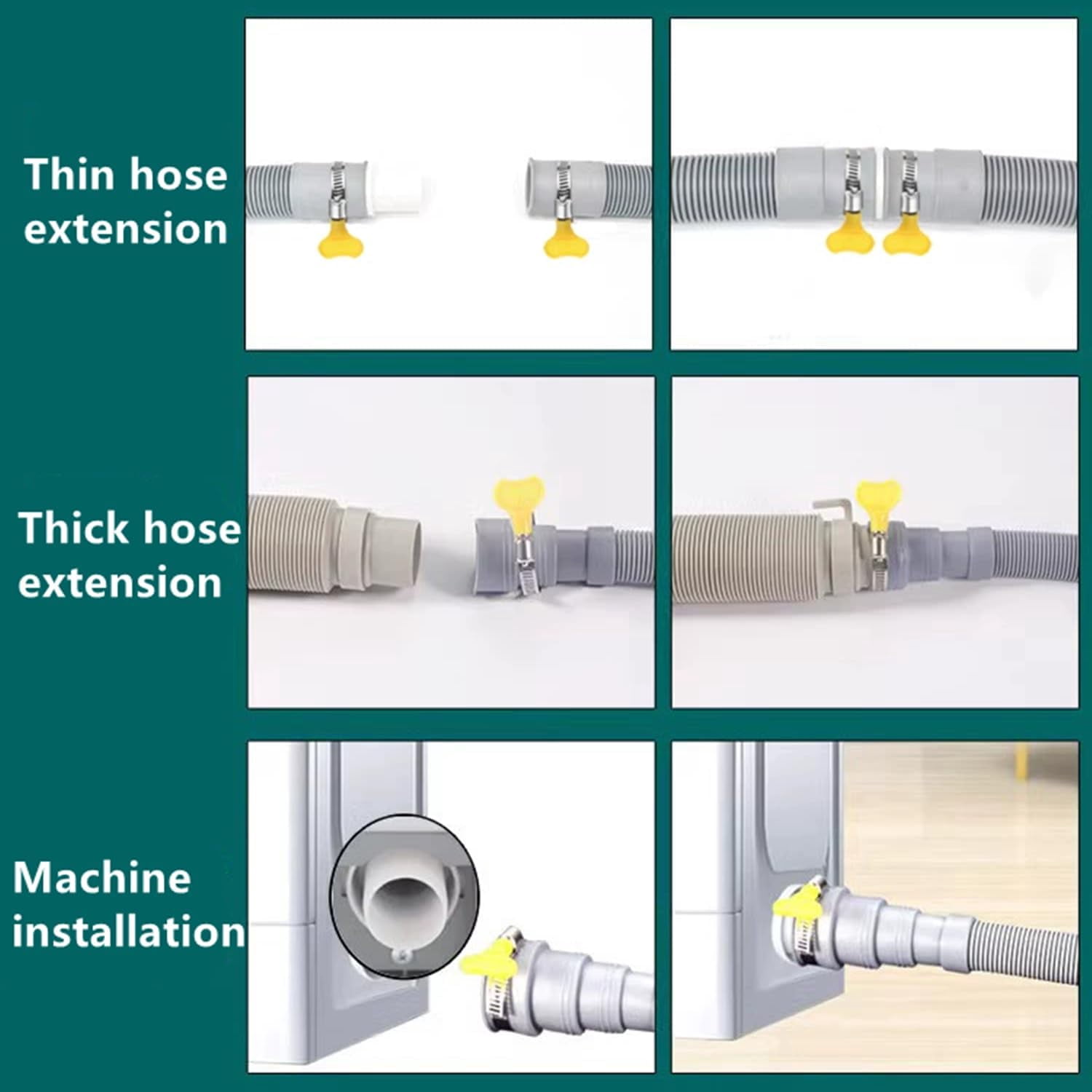 20-Ft Washing Machine Drain Hose Universal, Flexible Dishwasher & Washer Drain Hose Extension with 4 Clamps & 1 U-Bend Holder