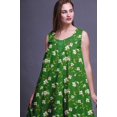 thumbnail image 4 of Bimba Robe de Nuit Mi-Mollet Verte à Feuilles Florales et Fleurs Blanches pour Femmes, Coton Imprimé, Sans Manches, Maxi, Taille Très Grande, 4 of 6