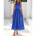thumbnail image 3 of Vestido Dowerme de verano para mujer, casual, sin mangas, corte en A, maxi azul, 3 of 9