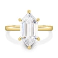 thumbnail image 2 of 3.00Ct Elongated Hexagon Cut Lab-grown diamond Solitaire Engagement Ring, Hidden Halo, 10K Yellow Gold, 2 of 7