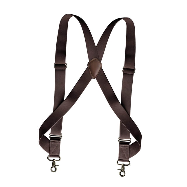 Bretelles Élastiques 1,4" pour Homme avec Crochet Pivotant X Larges Bretelles Réglables Café