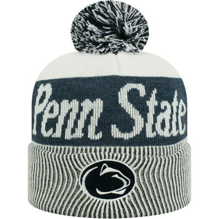 Women's Russell Athletic White/Navy Penn State Nittany Lions Frore Cuffed Knit Hat With Pom - OSFA