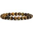 thumbnail image 1 of Bracelet Extensible Unisexe en Perles Rondes de 8 mm en Oeil de Tigre en Or Mat Naturel 7 Pouces, 1 of 2