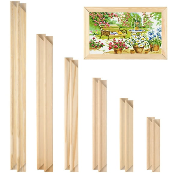 Needlepoint Stretcher Bar Set, 6 Sizes, Rectangle Canvas Stretcher Bars, Needlework Art Supplies, Wood Canvas Needlepoint Frames, Easy Assembly, Ideal for Embroidery, Needlework Projects