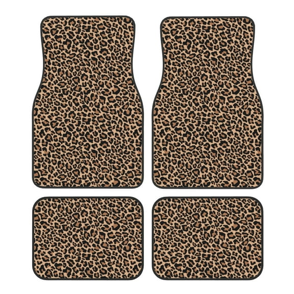 Salouo Brown Leopard for 4-Piece Floor Mats, Custom Fit Car Mats All-Weather Car Foot Mats Automotive Floor Mats for Cars, Trucks, SUVs, Vehicle Floor Liner