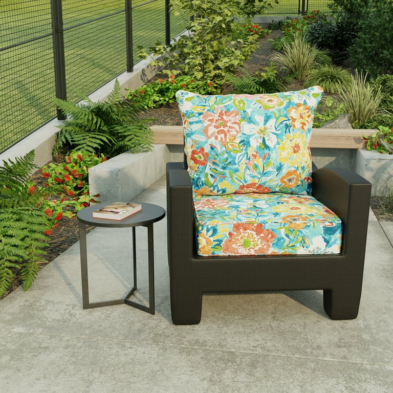 Jordan Manufacturing 46.5 x 24 Sun River Sky Multicolor Floral Rectangular Outdoor Deep Seating Chair Seat and Back Cushion with Welt Walmart