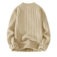 thumbnail image 6 of JUUYY Men's Cable Knit Sweater Women Vintage Chunky Cream Sweater Woven Crewneck Knitted Pullover Khaki L, 6 of 7