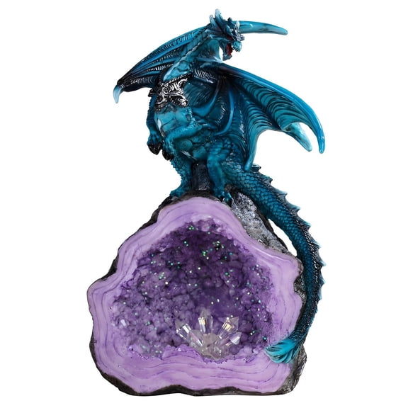 FC Design 8"H Blue Dragon Guarding Purple Faux Crystal Cave Figurine Statue Sculpture Ornament Decoration Home/Room Decor and Unique Gift Ideas for Housewarming, Holidays and Birthdays