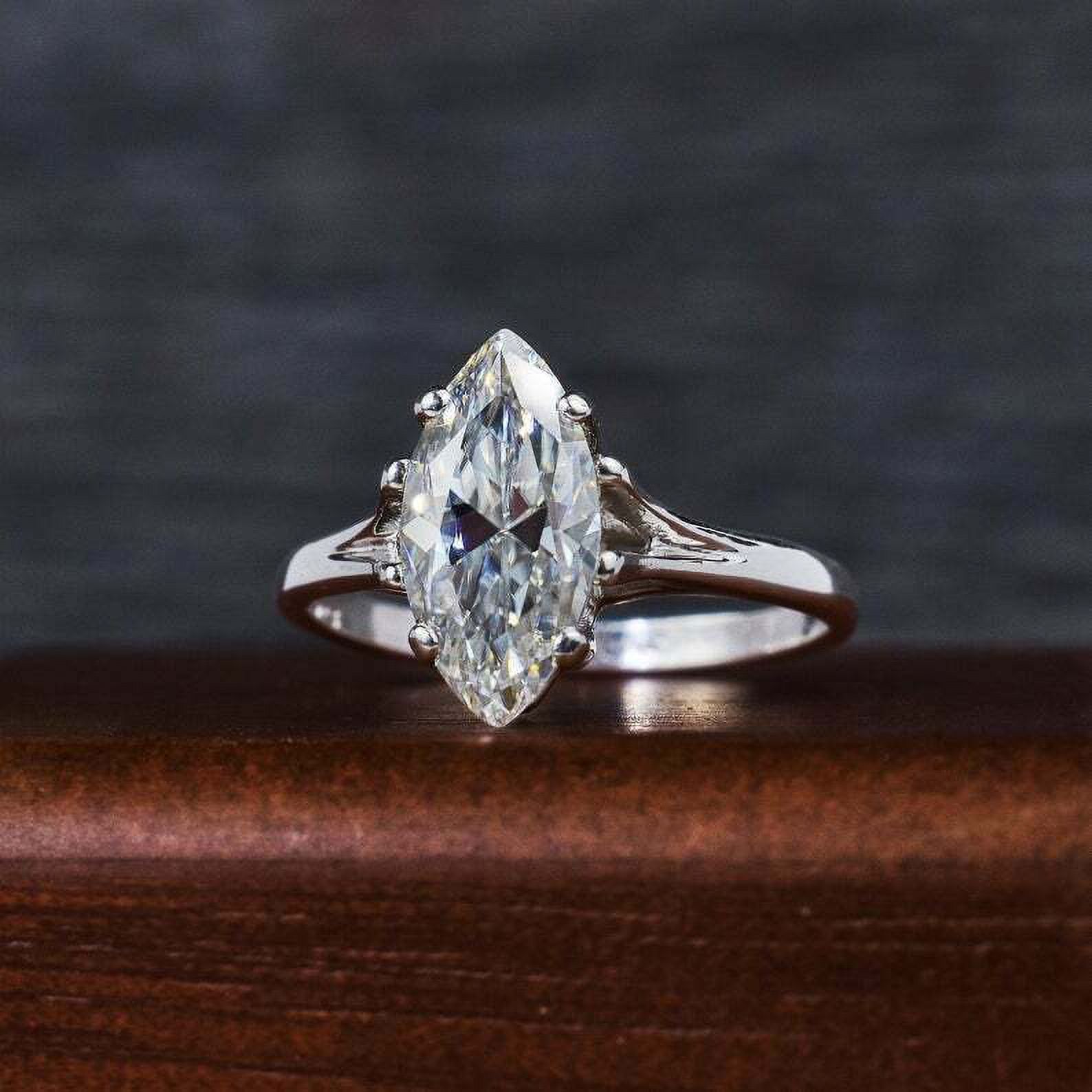 HeartsAndYou 2ct Marquise Cut Moissanite Engagement Ring for Women Classic Solitaire 18k White Gold over Silver