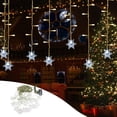 thumbnail image 1 of HOARBOEG Christmas Snowflake Curtain Light Home Party Decoration Lights 16Snowflake 80Mini LED 11.5ft Light String Lights For Holiday Decor, 1 of 6