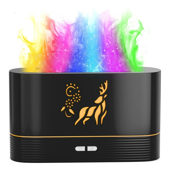 NABSAK Flame Diffuser Humidifier, 7-Color LED, Quiet, Remote, Black