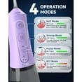 thumbnail image 4 of JTF Cordless Water Flosser Dental Teeth Cleaner with 9 Jet Tips, DIY Mode 300ML Tank IPX7 Waterproof Portable Rechargeable Water Flosser Dental Oral Irrigator for Home and Travel, Purple, 4 of 9