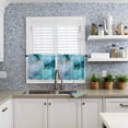 thumbnail image 5 of Teal Blue Marble Half Window Curtain 36 Inches Long, Modern Abstract Art Marble Crack Window Treatment Curtain Drapes, Small Tier Curtains for Bathroom Over Sink, 27.5"x36", 2 Panels, 5 of 7