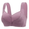 thumbnail image 1 of Timegard Bras for Women Plus Size Lace Front Closure Button Wide Strap Wireless Bras Comfy Everyday Bras, 1 of 2