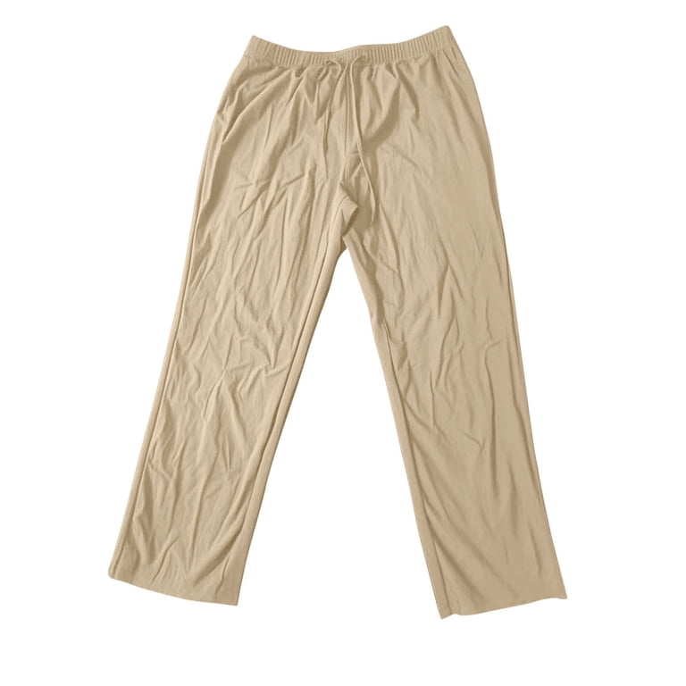 Dagegui Hawaiian Beach Cropped Pants for Men Cotton Linen Elastic