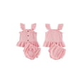thumbnail image 2 of BemeyourBBs Newborn Baby Girls Summer Clothes Cute Infant Baby Girl 2 Piece Outfits Adorable Solid Color Flying Short Sleeve Button Down Ruffle Tank Tops and Shorts Set, 2 of 9