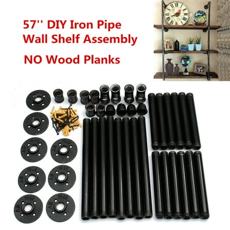 3 Tier Retro Industrial Assembly Iron Pipe Wall Shelves Without