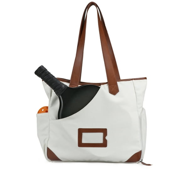 TOURBON Sports Padel Racket Shoulder Bag Canvas Tote Pickleball Racquet Bag with Shoe Compartment