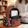 thumbnail image 4 of SCRAWLGOD Dinosaur Basketball Print Red Black Kids Backpacks for Boys Girls Multi-Pocket Large Daypack Casual Knapsack Elementary Primary Middle School Bookbags, 4 of 7