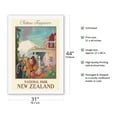 thumbnail image 2 of Château Tongariro - National Park New Zealand - Vintage Railroad Travel Poster by Edgar Macleod Lovell-Smith c.1930s - Fine Art Rolled Canvas Print 27in x 40in, 2 of 4