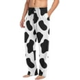 thumbnail image 5 of Men's Pajama Pants with Pockets Sleepwear Lounge Pants Stretch Casual Black White Cow Texture, 5 of 7