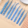 thumbnail image 2 of Pinzas para extensiones de pestañas, pinzas para botas con grietas de hielo amarillas para hacer volumen y abanicos clásicos, juego de 5 pinzas para pestañas, 2 of 6