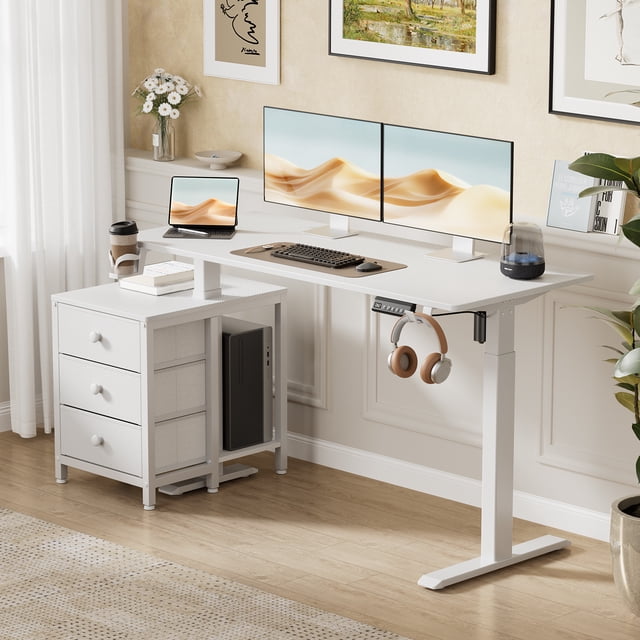 Escritorio Eléctrico Ajustable Blanco Altura Regulable Home Office Minimalista