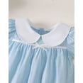 thumbnail image 5 of 6 Months Baby Girls Dress 12 Months Girls Short Sleeve Dress Peter-Pan Collar Bubble Sleeve Infant Girls Summer Solid Color Dress Blue, 5 of 9