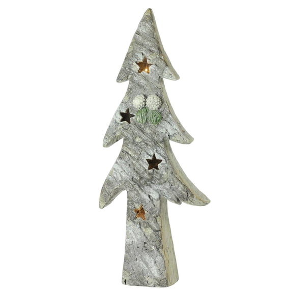 30" LED Lighted Battery Operated Rustic Glittered Christmas Tree Table Top Decoration