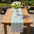 thumbnail image 5 of Spring Easter Table Runner, Rabbit Egg Colorful Flower Butterfly Green Board Cotton Linen Kitchen Table Decoration Washable Dining Tabletop Runners for Home Party Decor 13x60 Inches, 5 of 9