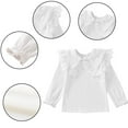 thumbnail image 4 of Esaierr 3-12 Years Girls Shirts Princess Cotton Dress Shirts for Kids Toddler,Spring Fall Casual Button Tops Bottoming,Long Sleeve Solid Color Doll Collar Shirts, 4 of 9